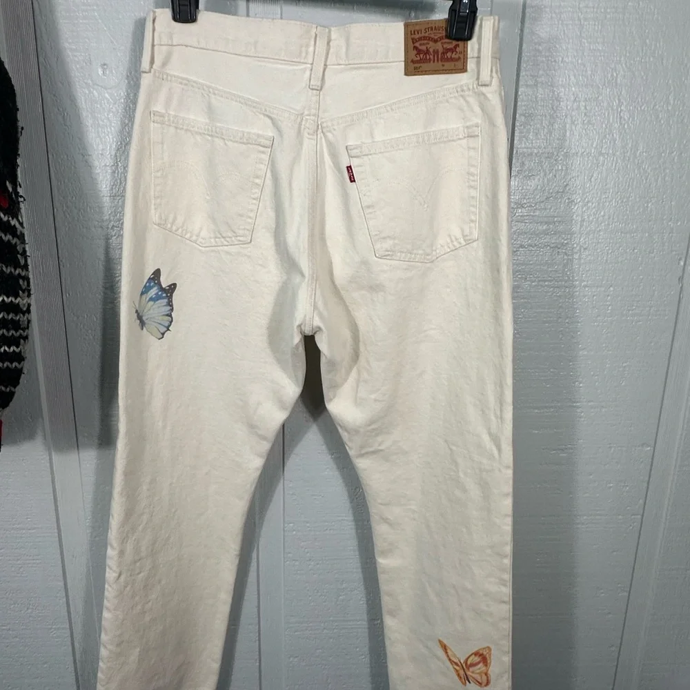 Levi’s Women’s White 501  Butterfly Jeans Size 30 x 28 EUC - Picture 7 of 12